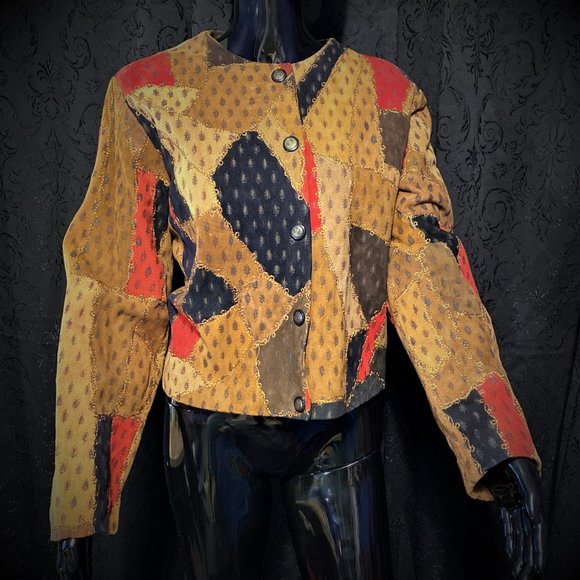 Papillon Suede & Leather Jacket S Large - Picture 2 of 6